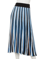 18SS新作【Sov.】カラーストライプミモレプリーツスカート/ターコイズ系