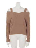 2WAYショルダーフェザーニット(EC企画）/モカ