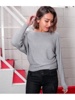 【Latina】カシミアタッチ横リブゆるニット/レッド(025)