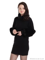 オフタートル袖ファーニット/サックス