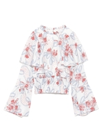 フラワーリボン柄トップス/OWHT