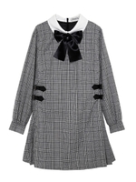 リボンブローチワンピース/チェック