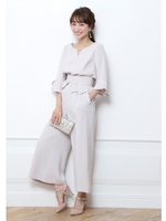 リボン付ワイドパンツ/ベージュ