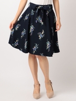 花柄フレアースカート/ネイビー