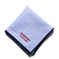 2014/15AW 新作 新品 バーバリーブラックレーベル ロゴ入りピンチェックハンカチ 34143 水色 メンズ 優しい印象に