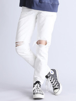 CLASH WHITE DENIM STRAIGHT PANTS/クラッシュホワイトデニムパンツ