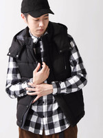 WEGO/ウールタッチフーデッドベスト