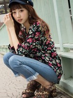 WEGO/花柄スキッパーシャツ