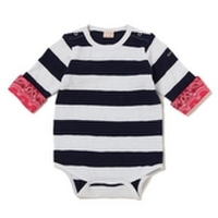 【42%OFF】バンダナ生地使いボーダー柄ロンパース