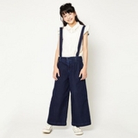 【50%OFF】サスペンダーつきデニムワイドパンツ