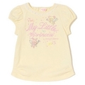 【50%OFF】妖精アップリケつきロゴプリント入りパフスリーブTシャツ