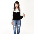 【58%OFF】【ニコラ掲載】ベロアビスチェレイヤード風Tシャツ