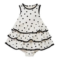 【50%OFF】【ベビー向け】ドット柄ティアードノースリーブワンピース＆ブルマセット