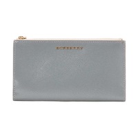 【新品】 スリムジップウォレット パテントレザー 長財布  バーバリー y-001420 BURBERRY グレー レディース