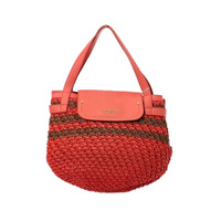 【新品】 バーバリーブルーレーベル BURBERRY BLUE LABEL 編みこみハンドバッグ 40718 オレンジ系 レディース