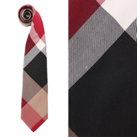 【新品】チェックタイ ブラックレーベルクレストブリッジ 全長143.5cm×剣先7.5cm cb-000371 レッド系 メンズ