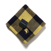 【新品】バーバリー チェックタオルハンカチ 34471 ネイビー＆イエロー系 プレゼント 肌触りが気持ちイイ