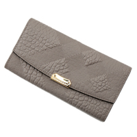 【新品】バーバリー ロンドン　チェック型押し長財布 パールグレー系 y-000379 レディース 上品な逸品