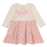 【50%OFF】さがら刺しゅう入りドット切り替え裏毛ワンピース