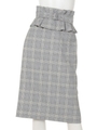 ぺプラムベルト付チェックタイトスカート/ライトブルー