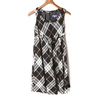ウエストベルトノースリーブチェックワンピース 36 バーバリーブルーレーベル br01001026 BURBERRY BLUE LABEL ブラック レディース