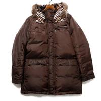 シルバーフォックスファー装飾ダウンジャケット L バーバリーブラックレーベル 66299 BURBERRY BLACK LABEL ブラウン メンズ