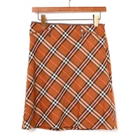 ジップポケットチェックスカート 38 バーバリーブルーレーベル 72513 BURBERRY BLUE LABEL ブラウン レディース