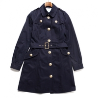 ステンカラーコート　ベルト付き金ボタン 38 バーバリーブルーレーベル 68268 BURBERRY BLUE LABEL ネイビー レディース