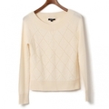 チェックカットアウトニットカシミヤ混ニットカットソー 2 バーバリーロンドン 01000479 BURBERRY LONDON ホワイト レディース