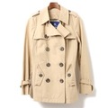 チェックライナー付ウエストベルトショートトレンチコート 38 バーバリーブルーレーベル 01000131 BURBERRY BLUE LABEL ベージュ レディース