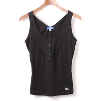 チェックリボン装飾ノースリーブカットソー 38 バーバリーブルーレーベル 01000021 BURBERRY BLUE LABEL ブラック レディース