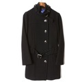 チンストラップウエストベルトウールロングコート 38 バーバリーブルーレーベル br01001030 BURBERRY BLUE LABEL ブラック レディース