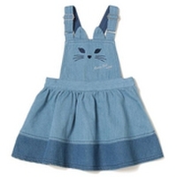 ネコ顔デザインデニムジャンパースカート