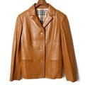 ノッチドラペルテーラードラムレザージャケット 38 バーバリーロンドン br01001417 BURBERRY LONDON ブラウン レディース