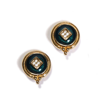 バーバリーズ イヤリング グリーン系 ゴールドとグリーンの組み合わせがゴージャスなイヤリング