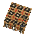 バーバリーズ カシミア使用 英国チェック柄 マフラー 31580 ブラウン系 メンズ レディース 短めコンパクト