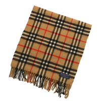バーバリーズ カシミア使用 英国チェック柄 マフラー 31580 ブラウン系 メンズ レディース 短めコンパクト