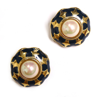 バーバリーズ デザインイヤリング 28046 ブラック＆ゴールド系 レディース 華やかなデザイン