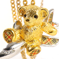 バーバリーズ ペンダント ネックレス 27179 ゴールド系 メンズ レディース テディベアと飛行機