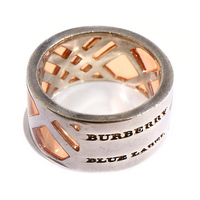 バーバリーブルーレーベル デザインリング 27539 ピンク×シルバー系 珍しいステンドグラス風