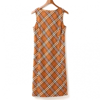 バックジップノースリーブチェックワンピース 38 バーバリーブルーレーベル 01000636 BURBERRY BLUE LABEL ブラウン レディース