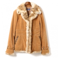 ファー装飾パイルジャケット 38 バーバリーブルーレーベル 01000634 BURBERRY BLUE LABEL ブラウン レディース