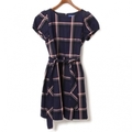 ブルーレーベルクレストブリッジ ベルト付半袖チェックワンピース 38 br01000844 BLUE LABEL CRESTBRIDGE ネイビー レディース