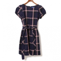 ブルーレーベルクレストブリッジ ベルト付半袖チェックワンピース 38 br01000844 BLUE LABEL CRESTBRIDGE ネイビー レディース