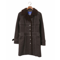 ボア付きコート 36 バーバリーブルーレーベル 45183 BURBERRY BLUE LABEL カーキ系 レディース