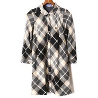 ボタンアップチェックシャツワンピース 36 バーバリーブルーレーベル br01001544 BURBERRY BLUE LABEL グレー レディース