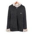 ラビットファー装飾裏地チェックウールニットジャケット 3 バーバリーブラックレーベル 72511 BURBERRY BLACK LABEL グレー メンズ