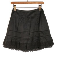 レース切替フレア ミニスカート 36 バーバリーブルーレーベル 68716 BURBERRY BLUE LABEL ベージュ レディース