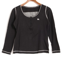 ロゴ刺繍ロングスリーブカットソー 38 バーバリーブルーレーベル 76168 BURBERRY BLUE LABEL ブラック レディース