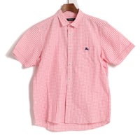 ロゴ刺繍半袖チェックシャツ 2 バーバリーブラックレーベル 76308 BURBERRY BLACK LABEL ピンク メンズ
